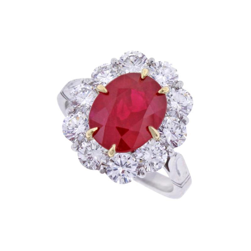  Pampillonia OVAL BURMA RUBY CLUSTER RING