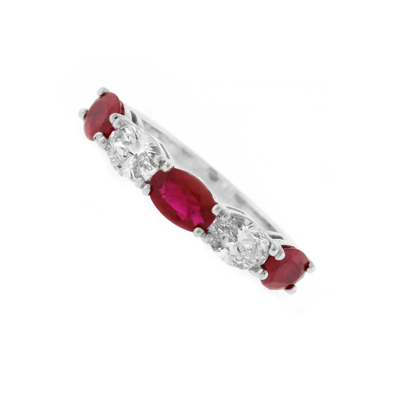  Pampillonia OVAL RUBY AND DIAMOND PART CIRCLE BAND RING