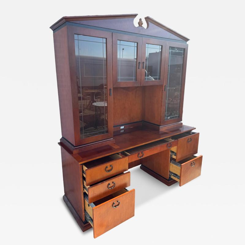  Paoli Inc Paoli Mahogany Desk with an Etched Glass Lighted Hutch