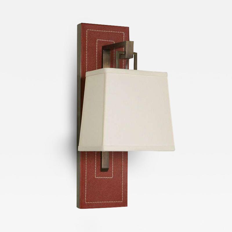  Paul Marra Design Red Leather Back Sconce