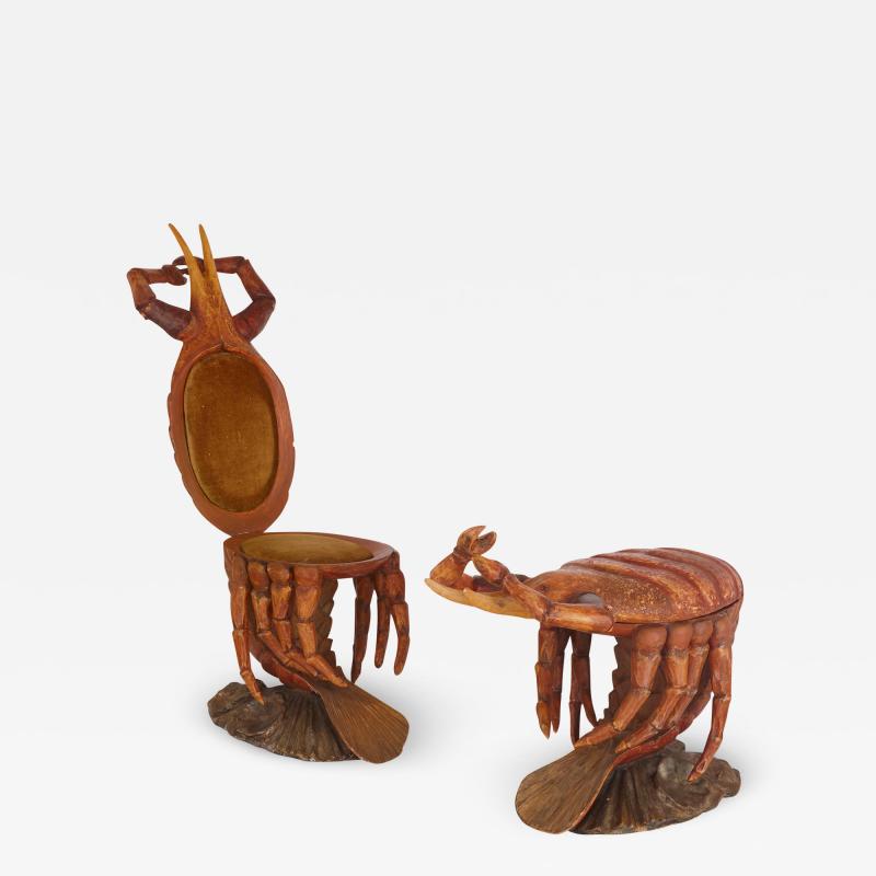  Pauly Co Pair of crab form Grotto chairs attributed to Pauly et Cie