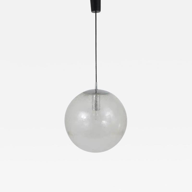  Peill Putzler Large Peil Putzler Bubble Glass and Chrome Globe Pendant Lamp Germany 1970s