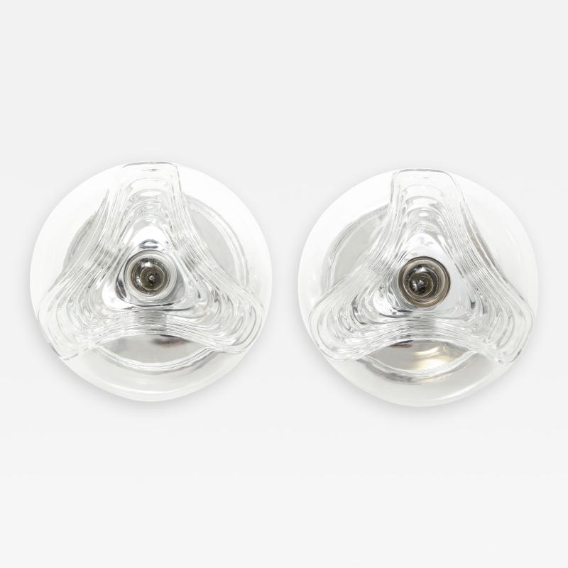  Peill Putzler Pair of Peill and Putzler Wave Sconce Flushmounts 