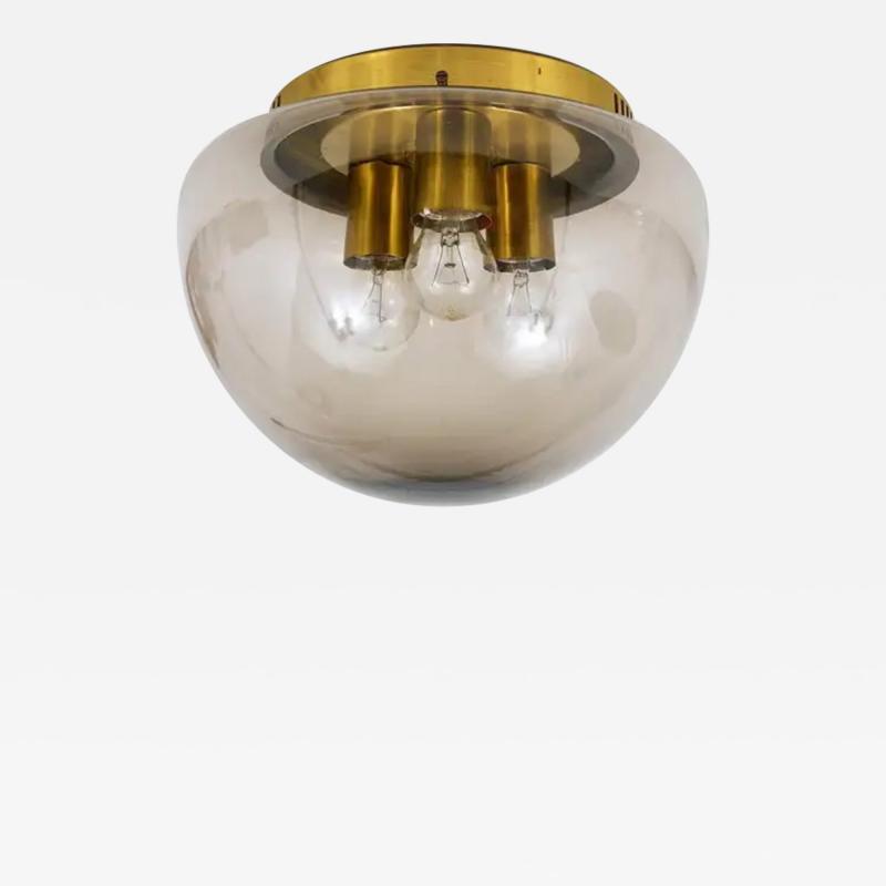  Peill Putzler Peill Putzler Midcentury Glass Globe Flushmount Ceiling Lamp Germany 1970s