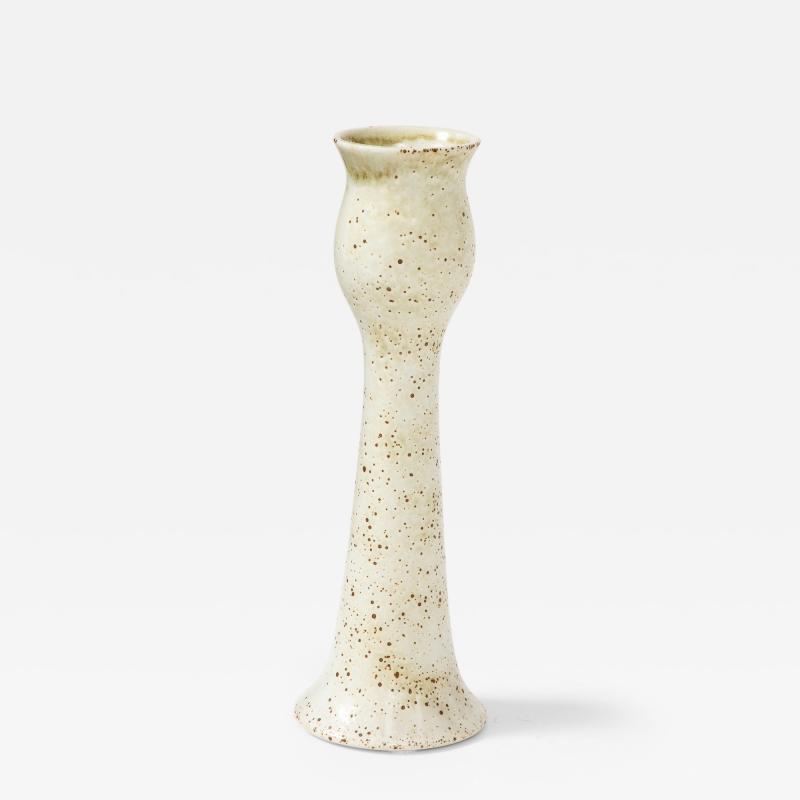  Pentik Tulip Shaped Vase in a White and Speckled Brown Glaze by Pentik Finland