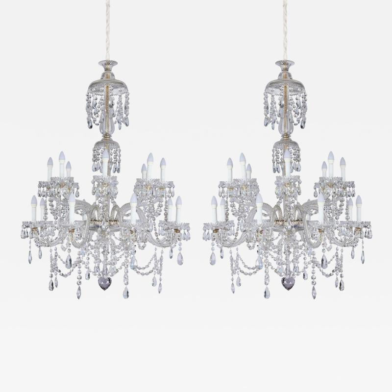  Perry Co Pair of early Victorian cut glass chandeliers attributed to Perry Co