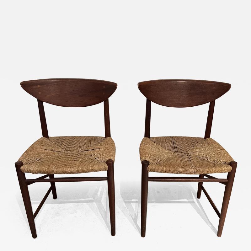  Peter Hvidt Orla M lgaard Nielsen Pair of Hvidt Molgaard Teak Dining Chairs Model 316