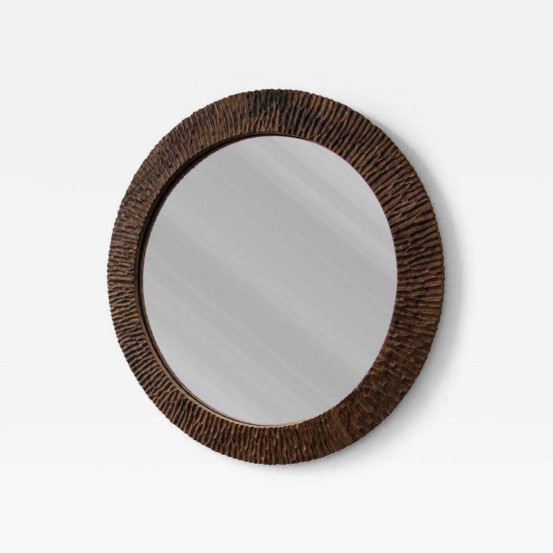  Pfeifer Studio Cinzelo Carved Wood Round Mirror