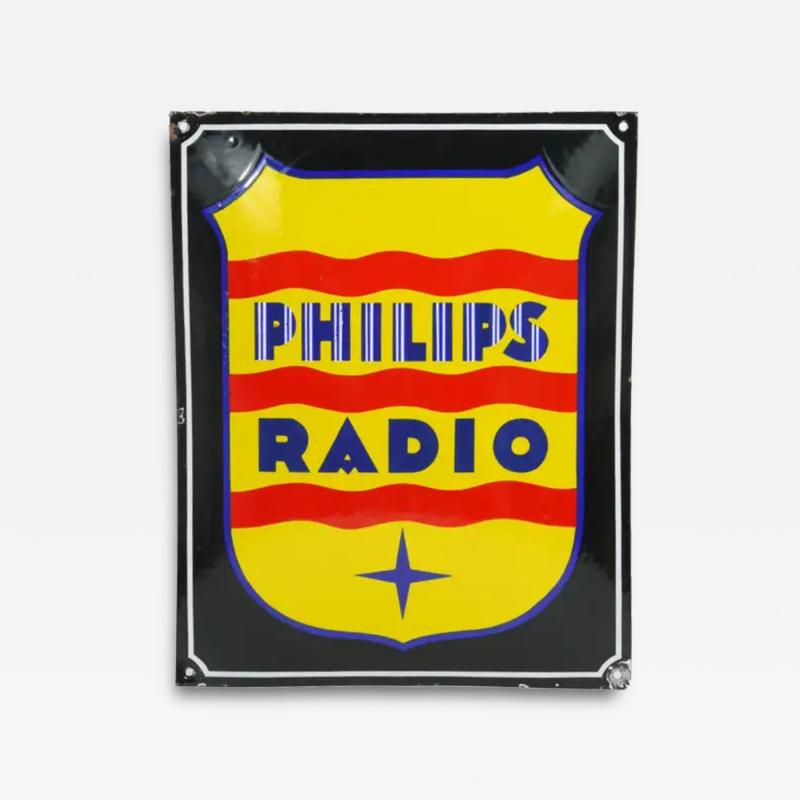  Philips Philips Radio Enamel Advertising Sign Wall Plaque 1930s