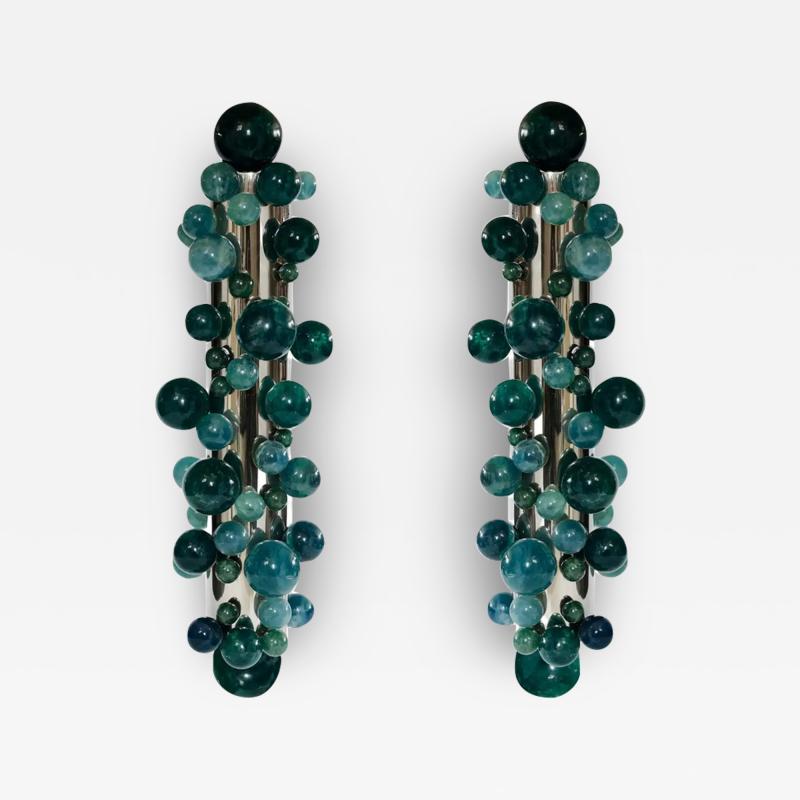  Phoenix Gallery Bespoke Green Quartz Bubble Sconces by Phoenix