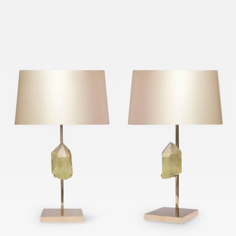  Phoenix Gallery Bespoke Pair of Carved Topaz Rock Crystal Quartz Lamps