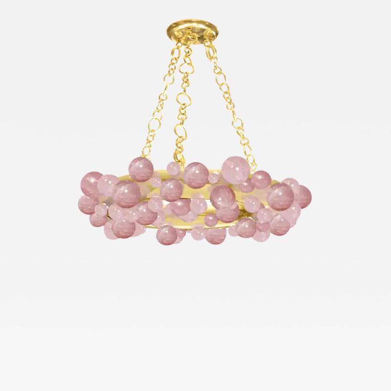  Phoenix Gallery Bespoke Pink Bubble Ring 35 Rock Crystal Chandelier by Phoenix