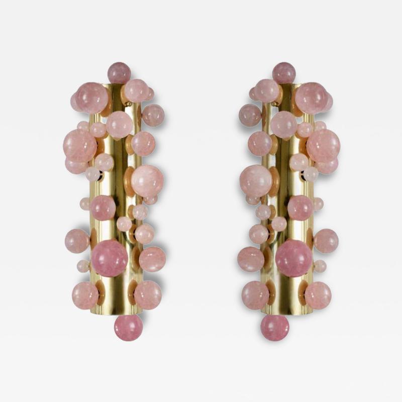  Phoenix Gallery Bespoke Pink Rock Crystal Bubble Sconces By Phoenix