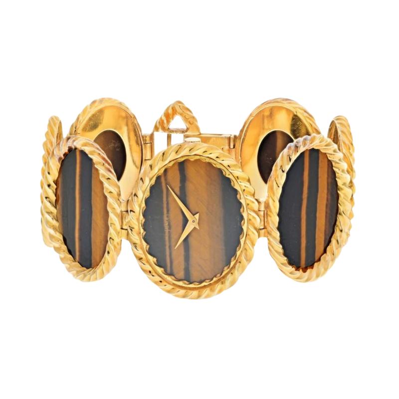  Piaget PIAGET 18K YELLOW GOLD 1970S TIGER EYE OVAL LINK WATCH