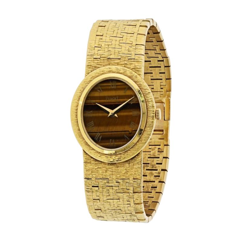  Piaget Piaget Vintage 18K Yellow Gold Tiger Eye Oval Dial Watch