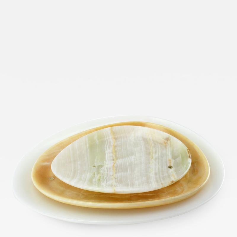  Pieruga Marble Set of plates or platters in Different Onyx hand carved in Italy