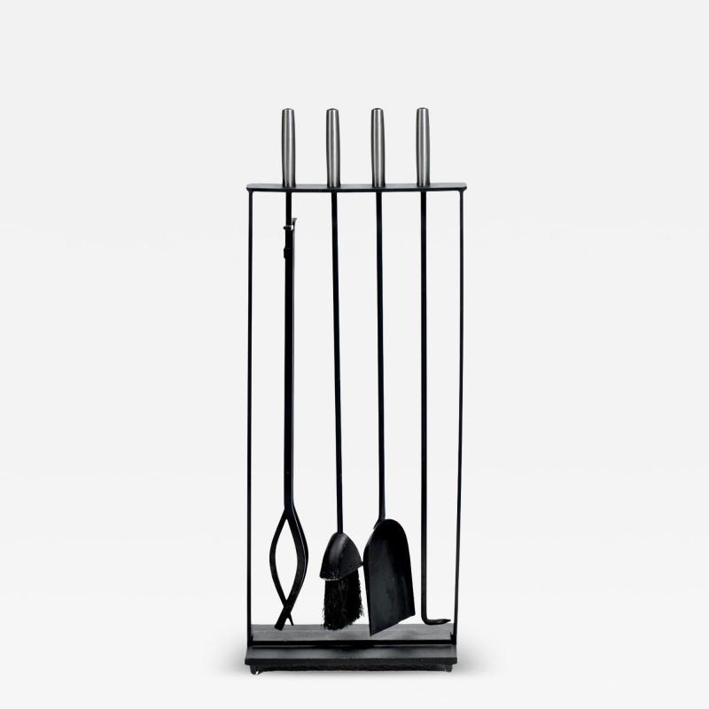  Pilgrim Manufacturing 1970s Modern Fireplace Tool Set by Pilgram in Stainless Steel Iron