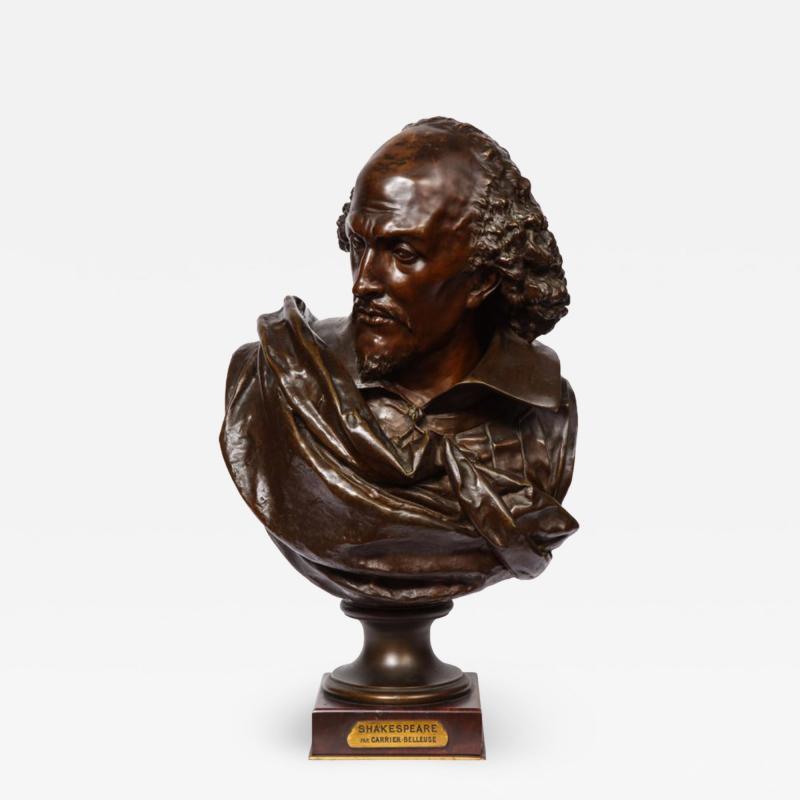  Pinedo Rare French Bronze Bust of William Shakespeare by Carrier Belleuse and Pinedo