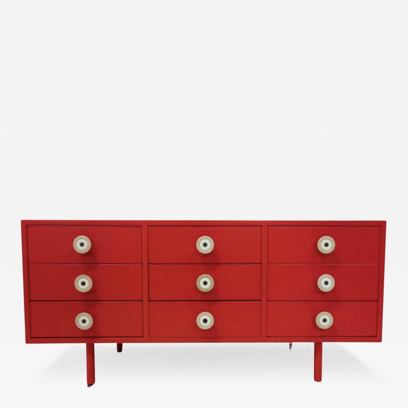  Planula Mid Century Modern Red Lacquered Sideboard by Planula Italy 1970s