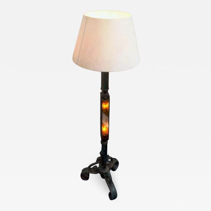  Poliarte Brutalist Floor Lamp in Iron and Glass