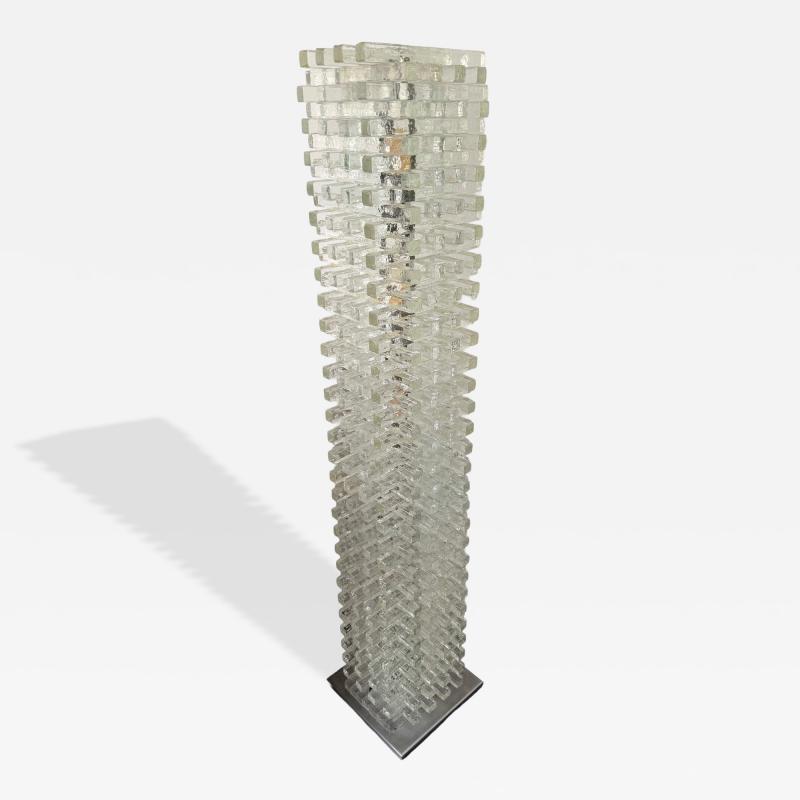  Poliarte Mid Century Modern Glass Tower Floor Lamp by Poliarte Italy 1970s