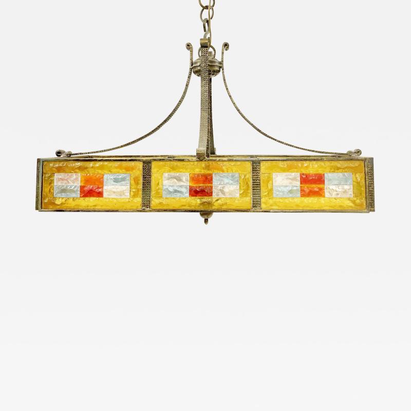  Poliarte Mid Century Stained Glass Suspension Light by Poliarte