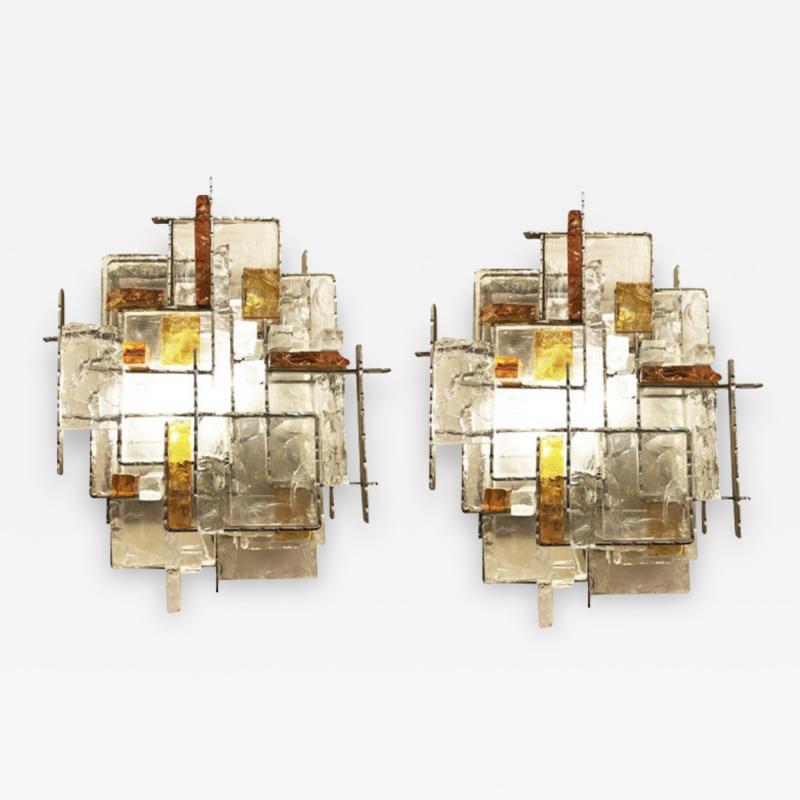  Poliarte Pair of Brutalist Wall Lights by Poliarte