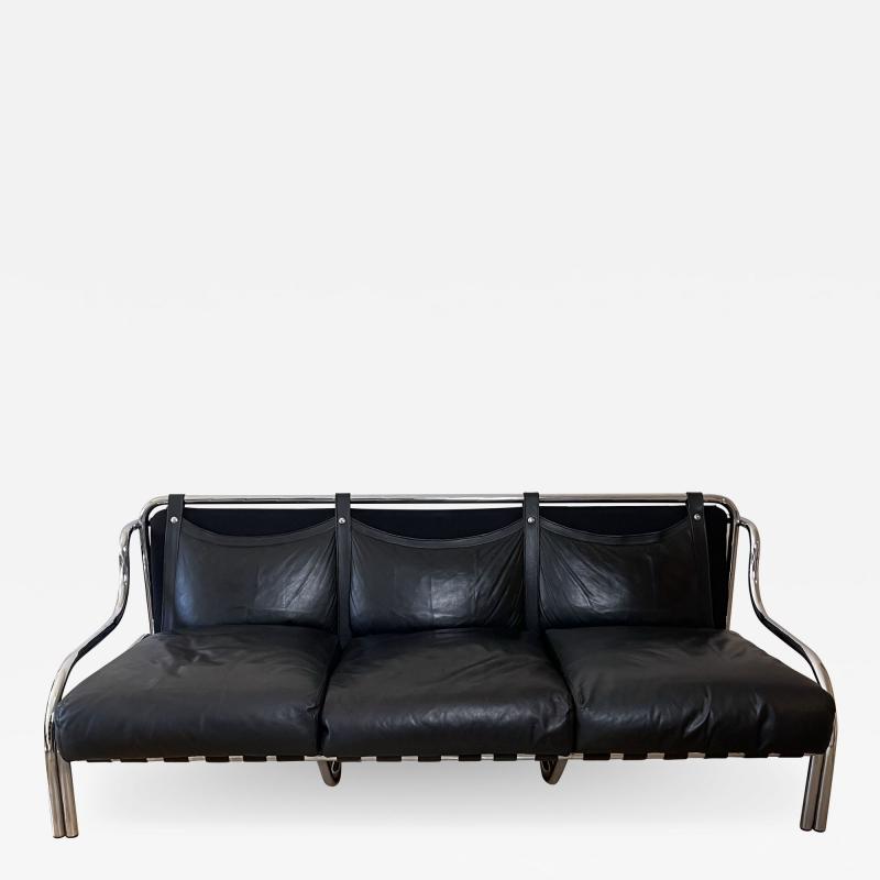  Poltronova Mid Century Modern Black Stringa Sofa Designed by Gae Aulenti for Poltronova