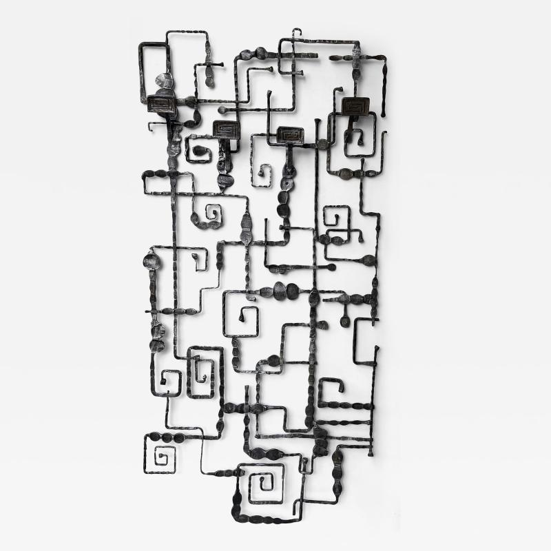  Pozzebon Wall Coat Rack Sculpture Wrought Iron by Pozzebon Italy 1970s