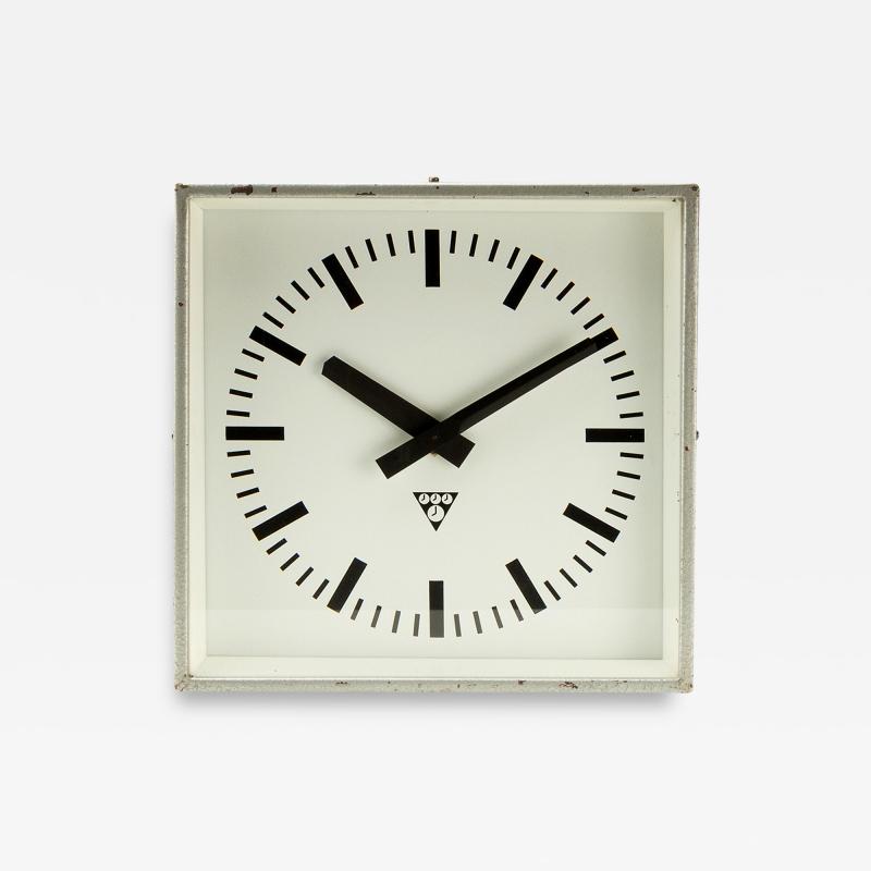  Pragotron Square Pragotron Wall Clock Czechoslovakia 1950s