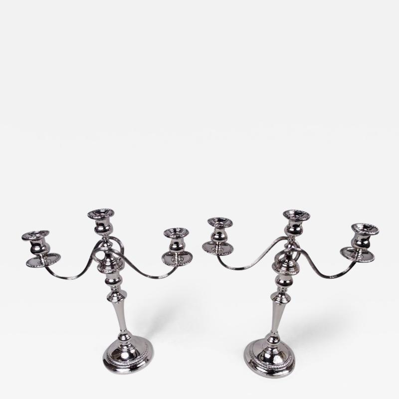  Preisner Silver Co Pair of Preisner Georgian Style Sterling Silver 3 Light Candelabra