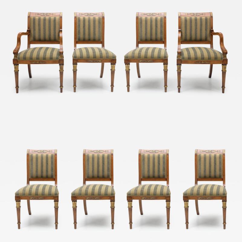  Provasi Provasi Set of Eight Dining Room Chairs with Green Stripes