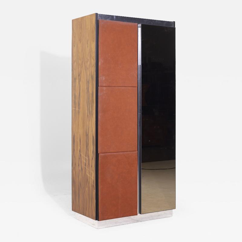  Pulaski Furniture Corporation Pulaski Mid Century Rosewood Leather and Chrome Armoire Dresser