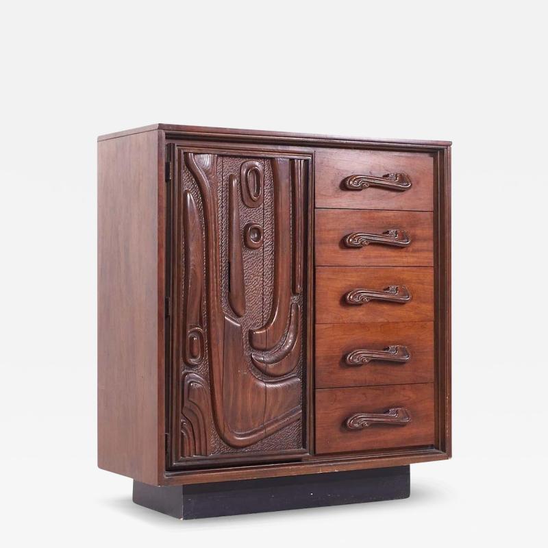  Pulaski Furniture Corporation Witco Style Pulaski Oceanic Mid Century Highboy Dresser Armoire