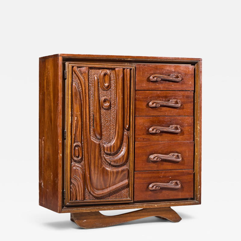  Pulaski Furniture Corporation Witco Style Pulaski Oceanic Mid Century Highboy Dresser Armoire