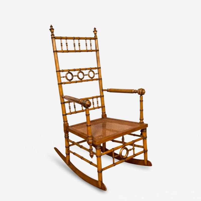  R J Horner Co Aesthetic Movement Faux Bamboo Rocking Chair Attributed to R J Horner Co 