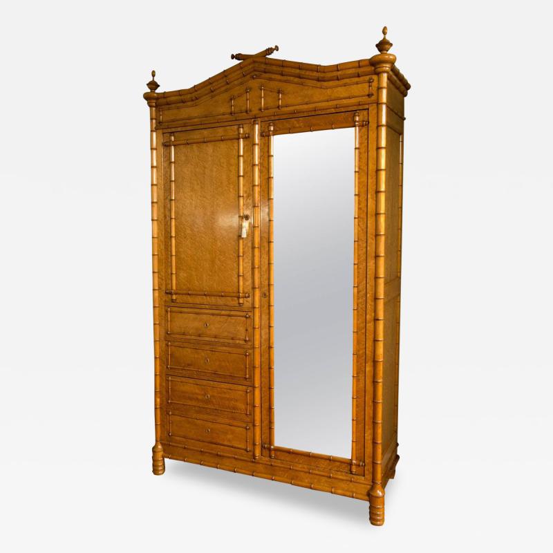  R J Horner Co Aesthetic Movement Maple Faux Bamboo Armoire Attributed to R J Horner Co 