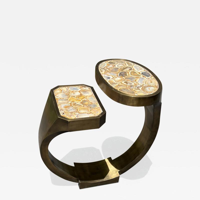  R Y Augousti MODERNIST SLICED ONYX AND BRONZE TABLE BY R Y AUGOUSTI