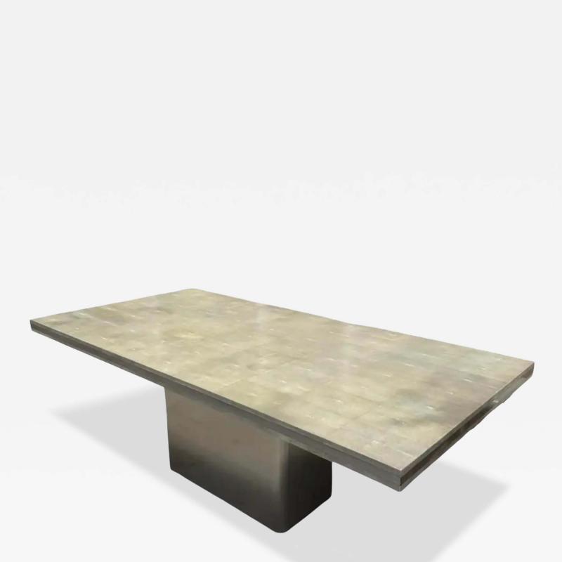  R Y Augousti Modern Designer Shagreen Pedestal Dining Table