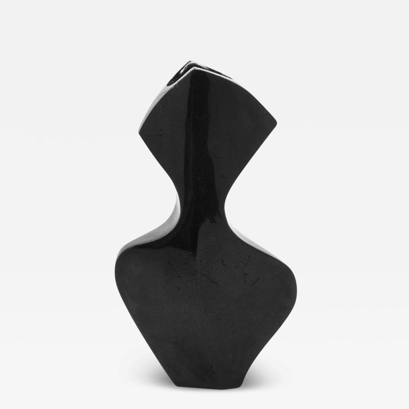  R Y Augousti Modern Sculptural Vase Black Shell by R Y Augousti