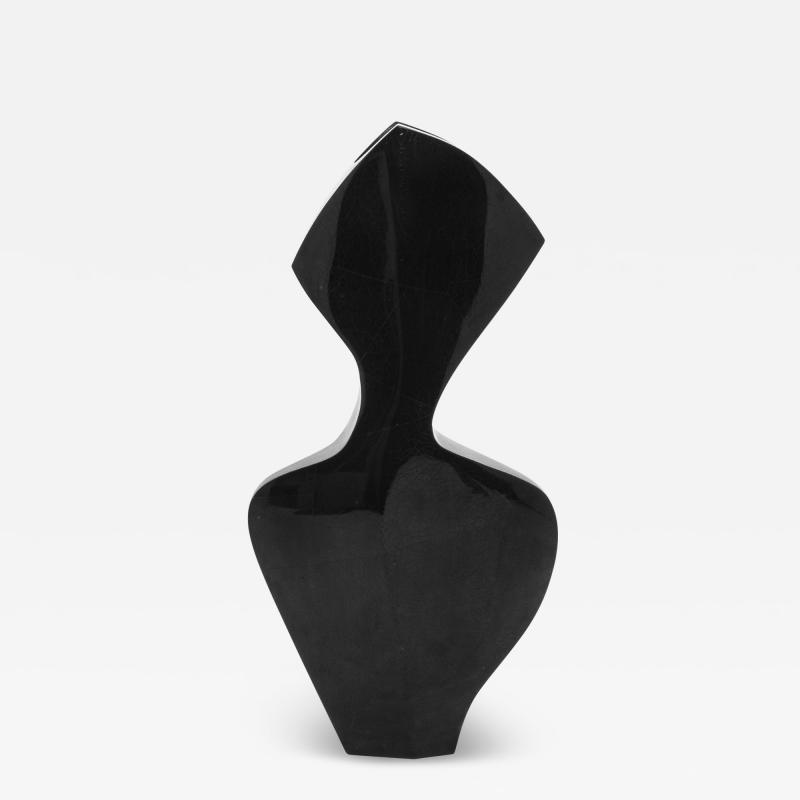  R Y Augousti Modern Sculptural Vase in Black Shell by R Y Augousti