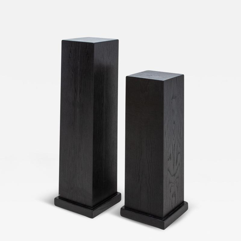  R Y Augousti Pair of Modern Classic Columns in Black Oak by R Y Augousti