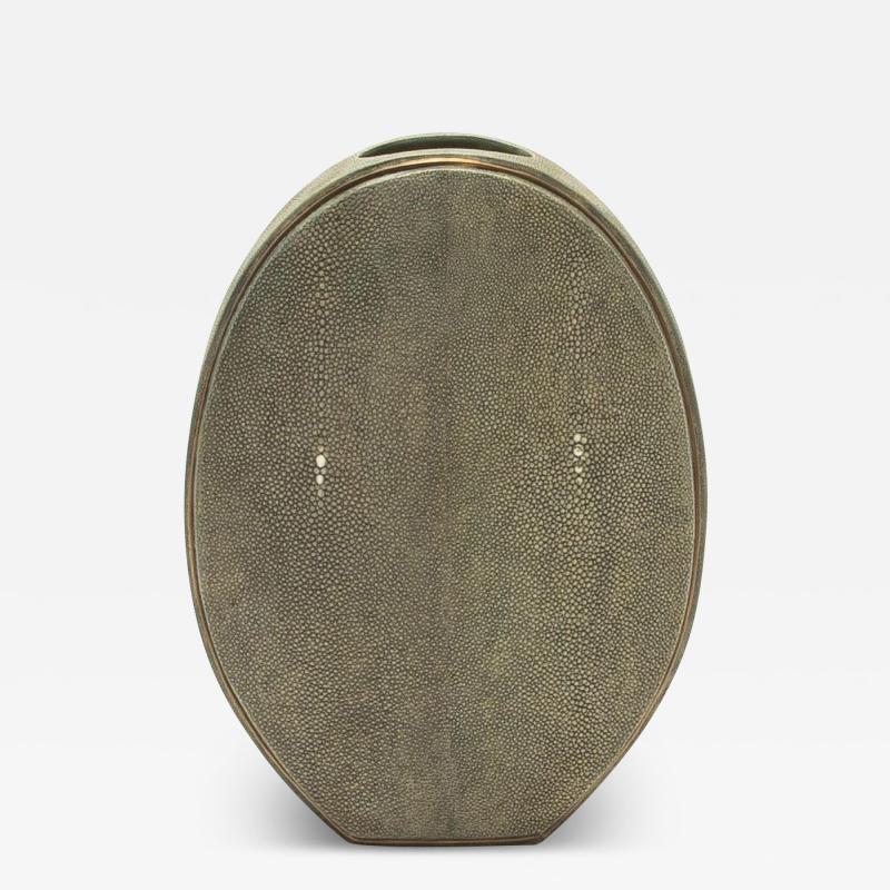  R Y Augousti Shagreen Vase with Brass Details by R Y Augousti