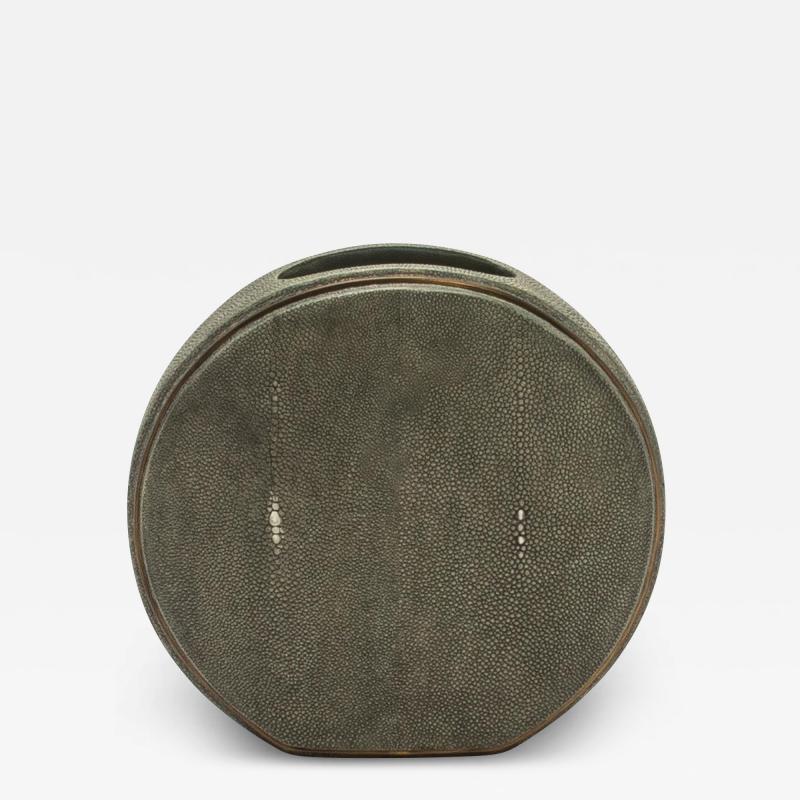  R Y Augousti Shagreen Vase with Brass Details by R Y Augousti