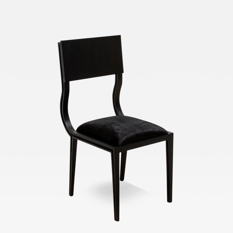  R Y Augousti Upholstered Hide Chair in Black Oak by R Y Augousti