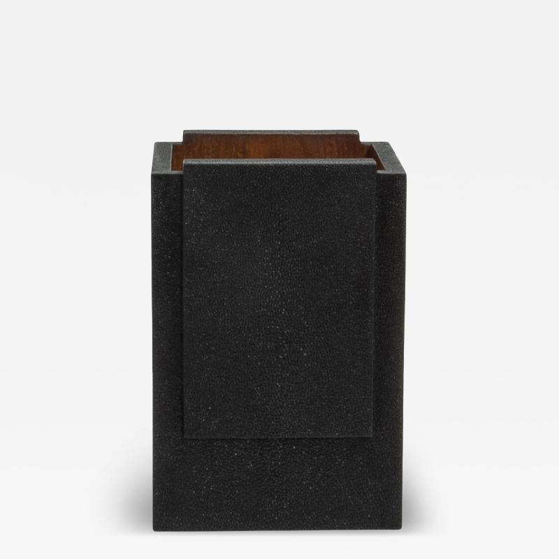  R Y Augousti Waste Bin in Black Shagreen by R Y Augousti