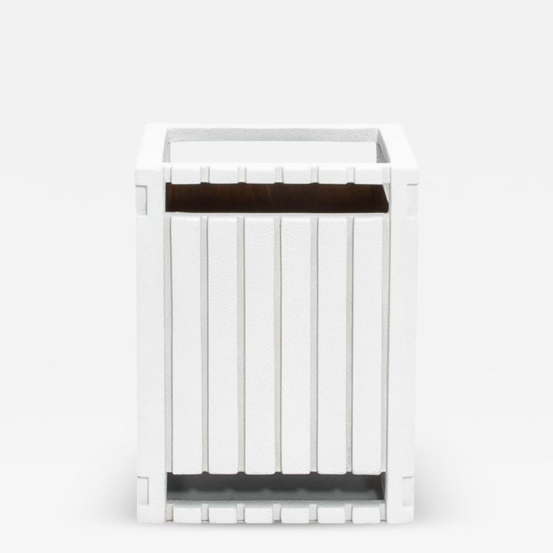  R Y Augousti Waste Bin in White Shagreen Detail by R Y Augousti