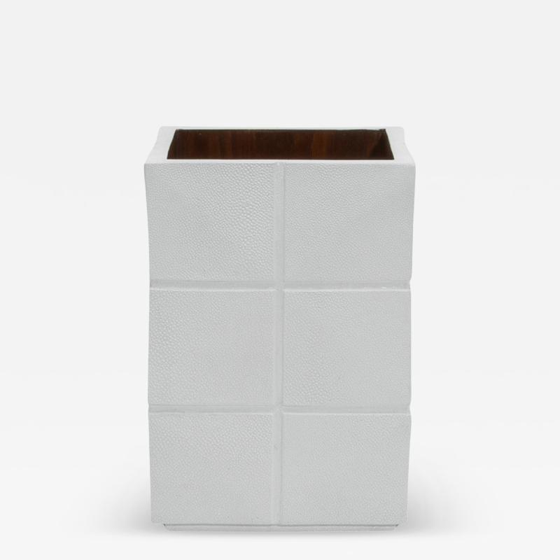  R Y Augousti Waste Bin in White Shagreen by R Y Augousti
