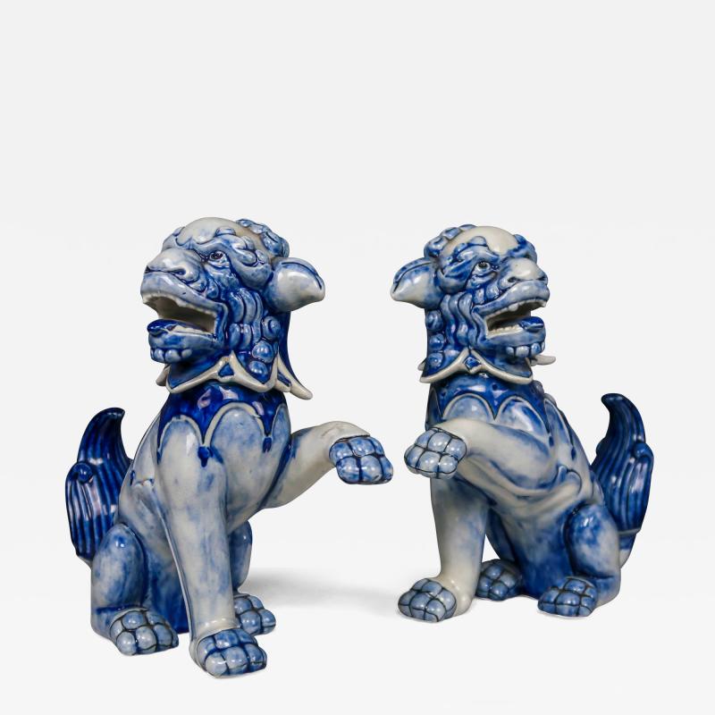  R rstrand Rorstrand Pair c1900 Ceramic Foo Dog Figurines by R rstrand of Sweden