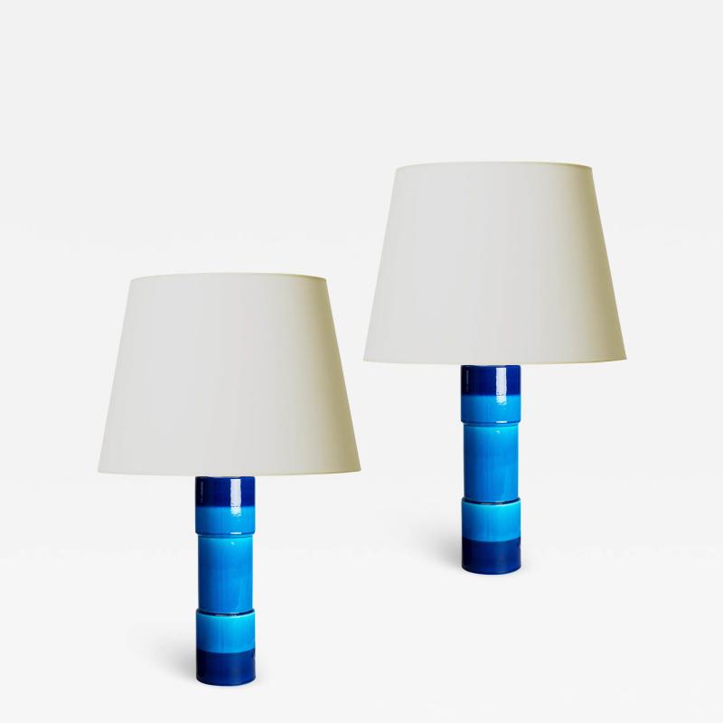  R rstrand Rorstrand Pair of Mod Table Lamps in Cerulean and Blue by Inger Persson